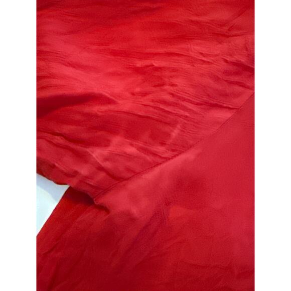 Johnny Was Rayon Red Floral Embroidered Long Tie Sleeve Blouse L Fair Condition* - Picture 8 of 9